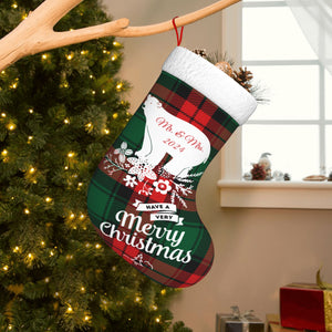 Custom Christmas Bear Stockings with Name for Family Kids Her as Holiday Gifts Decorations