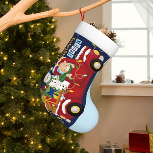 Custom Christmas Stockings with Name for Kids Family (Truck) Holiday Gifts Decorations