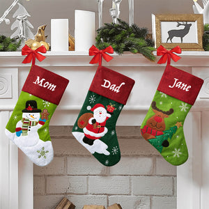 Personalized Wool Felt Christmas Stocking with Embroidered Name for Family Holiday Gifts