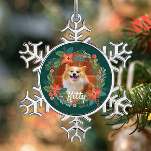 Personalized Christmas Snowflake Ornaments with Photo Name for Dog Cat Pet