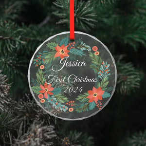 Custom First Christmas Glass Ornaments with Name as Holiday Gifts