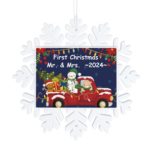 Personalized First Christmas Snowflake Ornament for Wedding Married Couples