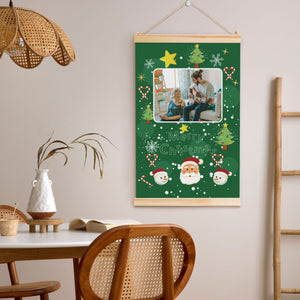 Personalized Wooden Hanging Christmas Santa Posters with Photo Name for Him Her