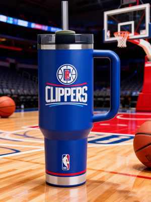 Los Angeles Clippers Exclusive Design 40oz Insulated Tumbler with Handle & Straw