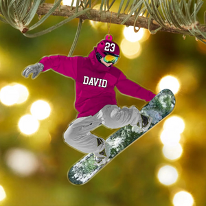 Personalized Snowboarding Athletes Skis Christmas Ornament, Gift For Ski Lovers