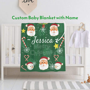 Personalized Christmas baby blanket for girls boys as gifts, Custom baby blankets with name for kids