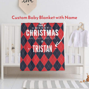 Custom Christmas baby blanket gift with name for girls boys, Personalized baby blankets kids