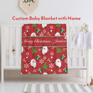 Personalized Christmas baby blanket gifts with name for girls boys newborn todders kids