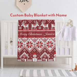 Personalized Christmas baby blanket gift with name for boys girls