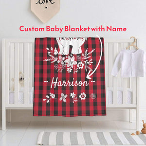 Personalized Christmas baby blanket with name for boys grils, Custom baby dot blankets for kids as Christmas gifts