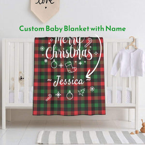 Custom Christmas baby blanket with name for girls boys, Personalized baby dot blankets as a Christmas gift for kids