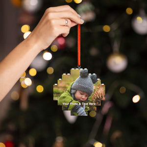 Personalized Christmas Building Bricks Ornaments with Photo for Kids Him Her Family
