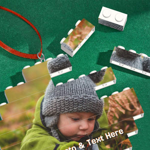 Personalized Christmas Building Bricks Ornaments with Photo for Kids Him Her Family