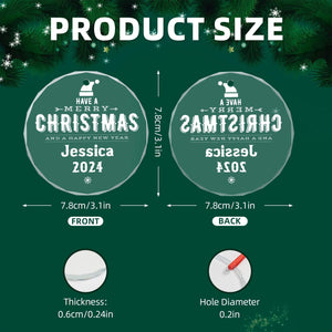 Personalized Christmas Glass Ornaments with Name for Family Friends