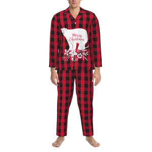 Personalized Christmas Pajamas Sets Red and Black Plaid for Men Holiday Gifts
