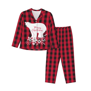 Custom Christmas Pajamas Sets Red and Black Plaid for Women Family as Holiday Gifts