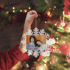 Personalized Christmas Snowflake Ornament with Photo Text