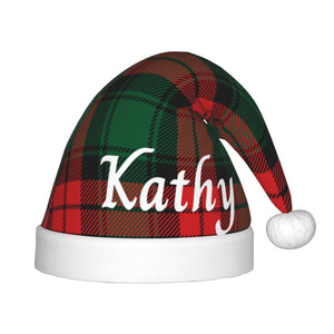 Custom Christmas Hat for Kids Boys Girls with Name (Red Green Striped)