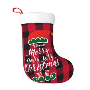 Personalized Christmas Stockings with Name for Kids Family (Red Black Plaid) as Holiday Gifts Decorations