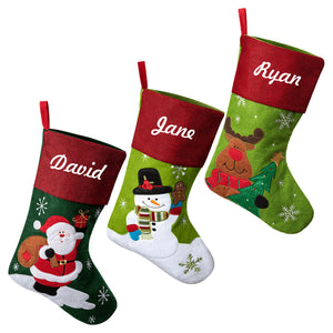 Personalized Wool Felt Christmas Stocking with Embroidered Name for Family Holiday Gifts