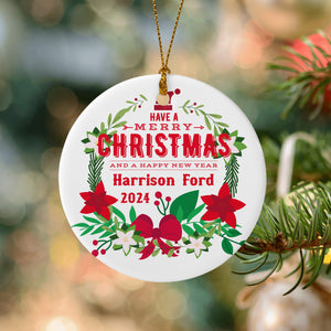 Personalized First Chirtmas Ornament with Name for Him Her Family