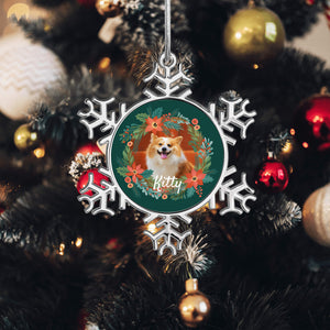 Personalized Christmas Snowflake Ornaments with Photo Name for Dog Cat Pet