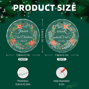 Custom First Christmas Glass Ornaments with Name as Holiday Gifts