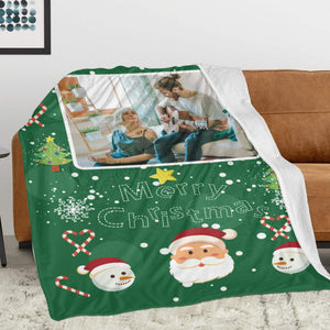 Personalized Christmas Blankets with Photo, Custom Flannel Blanket Gifts for Him Her Couples