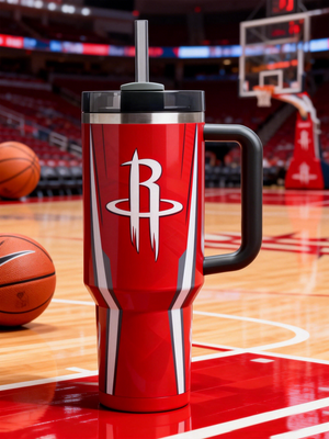 Houston Rockets Exclusive Design 40oz Insulated Tumbler with Handle & Straw