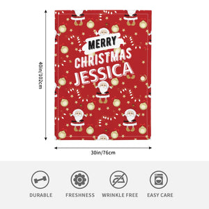 Personalized Christmas Santa baby blanket gift with name for boys girls, Custom baby blankets gifts