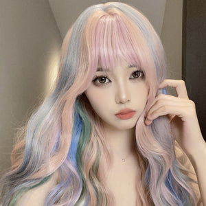 Rainbow curly wig W004
