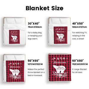Personalized Flannel Blanket with Name for Her Him, Custom Bear Crhistmas Blankets Gifts