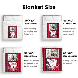 Personalized Flannel Blanket with Photo, Custom Bear Crhistmas Blankets Gifts for Her Him