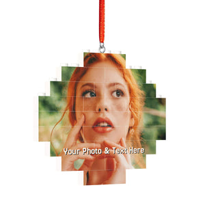 Personalized Christmas Building Bricks Ornaments with Photo for Kids Him Her Family