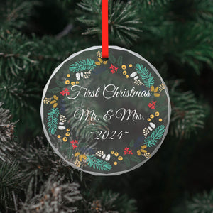 Personalized Mr.&Mrs. Christmas Glass Ornaments for Couples Family Friends