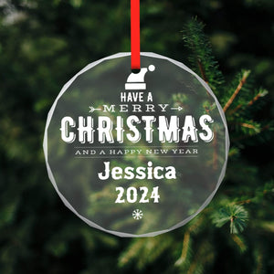 Personalized Christmas Glass Ornaments with Name for Family Friends
