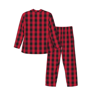 Personalized Christmas Pajamas Sets Red and Black Plaid for Men Holiday Gifts