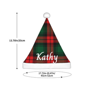 Custom Christmas Hat for Kids Boys Girls with Name (Red Green Striped)