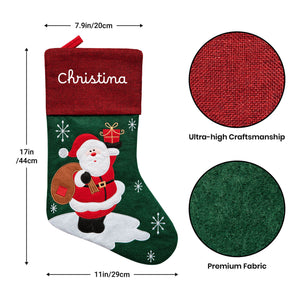 Personalized Wool Felt Christmas Stocking with Embroidered Name for Family Holiday Gifts