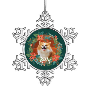 Personalized Christmas Snowflake Ornaments with Photo Name for Dog Cat Pet