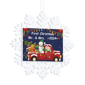 Personalized First Christmas Snowflake Ornament for Wedding Married Couples