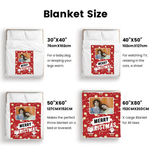 Personalized Flannel Blanket with Photo, Custom Crhistmas Santa Blankets Gifts for Married Couples