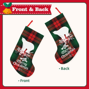 Personalized Christmas Plaid Stockings with Name for Family Kids Her as Holiday Gifts Decorations