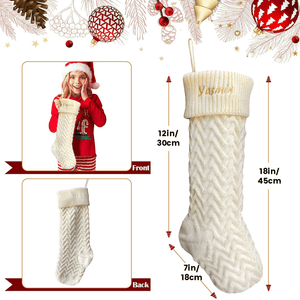 Personalized Christmas Knitted Stocking with Embroidered Name for Holiday Gifts