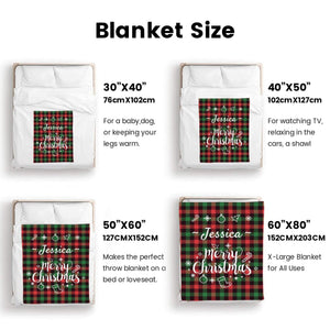 Custom Flannel Plaid Blanket with Name, Personalized Crhistmas Blankets Gifts for Her Him