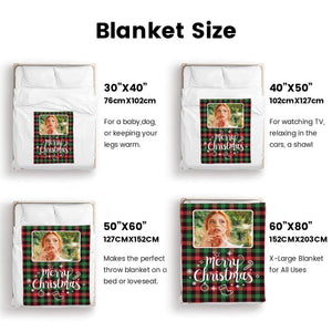 Personalized Flannel Blanket with Photo for Him Her, Custom Plaid Crhistmas Blankets Gifts