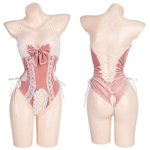 Pink lace see-through bunny dress SS3346