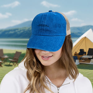 Washed denim mesh hat