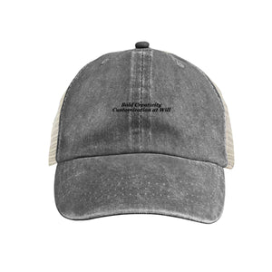 Washed denim mesh hat
