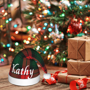 Custom Christmas Hat for Kids Boys Girls with Name (Red Green Striped)